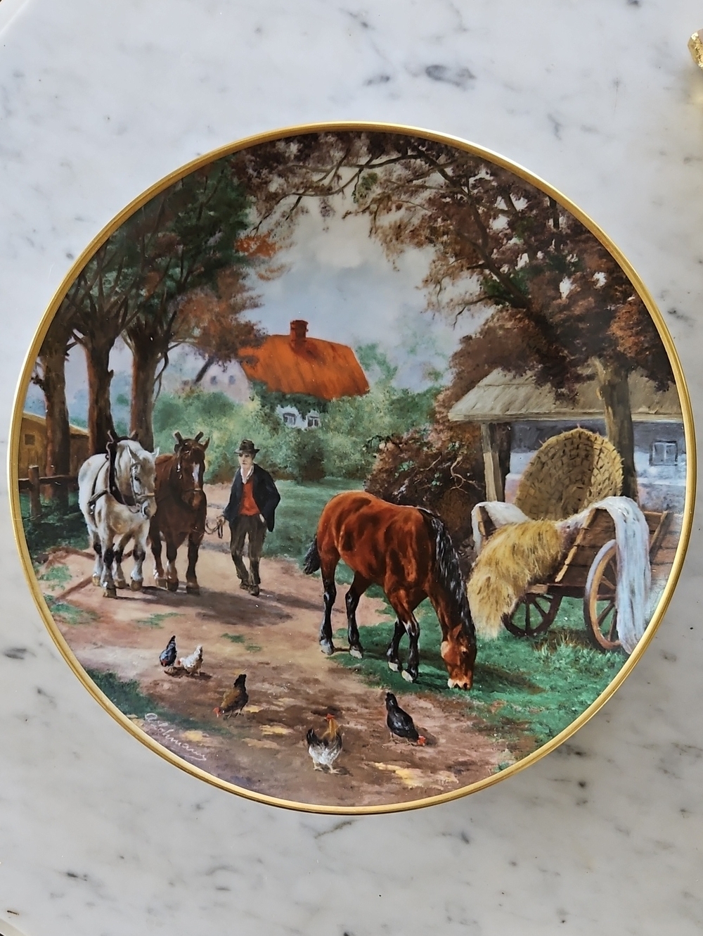 KAISER W. GERMANY "Pastoral On The Farm" Design #577/Motive 6:"The Horses" Dish
